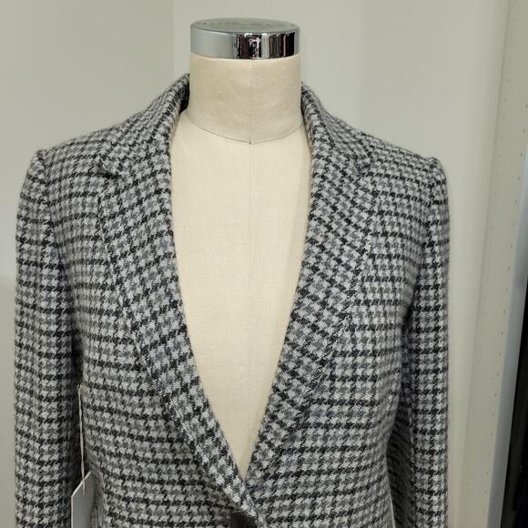 NWT Aritzia Wilfred Darmon Wool Blend Houndstooth Plaid Blazer Size 6 Gray Black - Picture 5 of 15